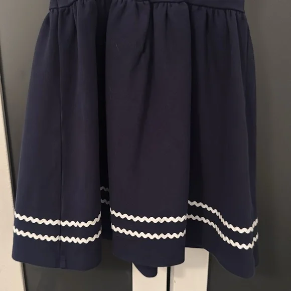 Janie and Jack Girls 6 Navy Sundress with Red Bow and White Trim - Picture 9 of 9
